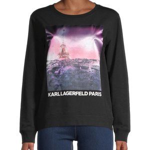 Karl Lagerfeld Paris Sunset Eiffel Cotton-Blend Sweatshirt